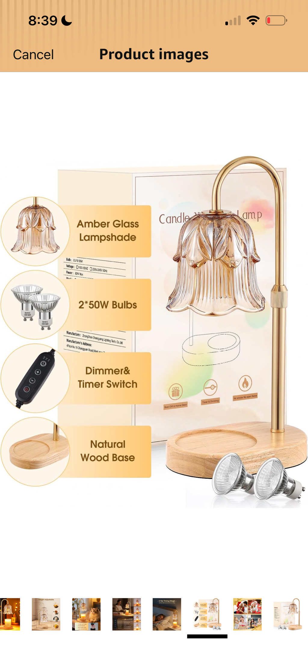 Gold Candle Lamp Warmer