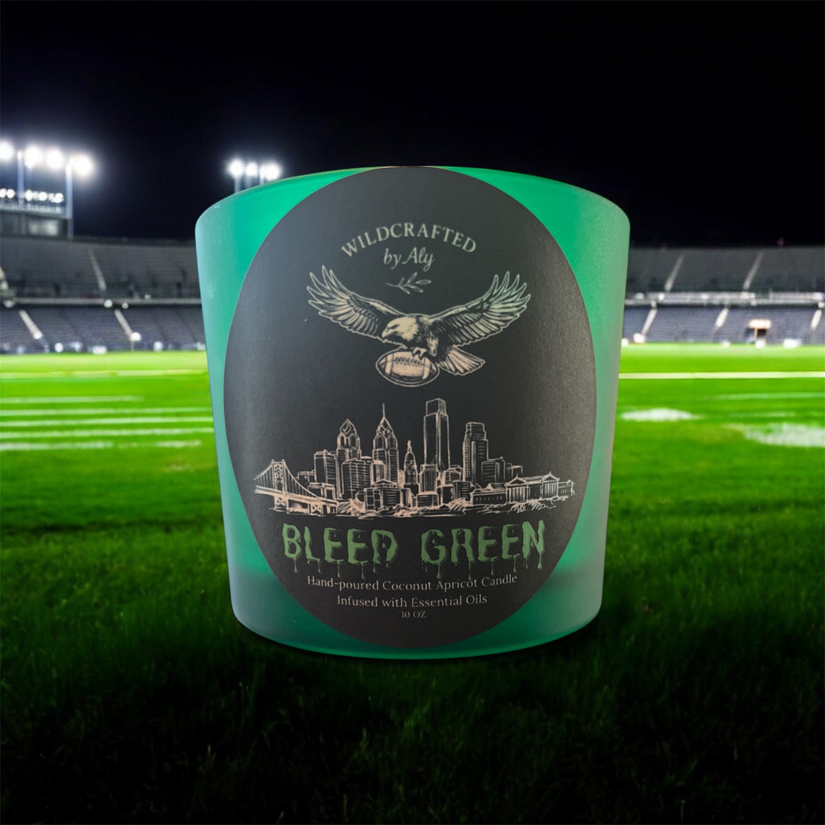 10 oz. Bleed Green Lucky Game Day Candle